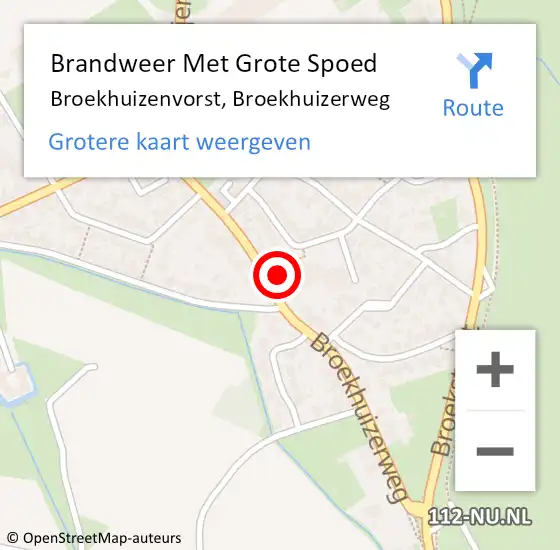 Locatie op kaart van de 112 melding: Brandweer Met Grote Spoed Naar Broekhuizenvorst, Broekhuizerweg op 10 april 2022 10:21