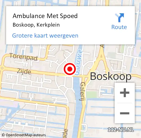 Locatie op kaart van de 112 melding: Ambulance Met Spoed Naar Zwammerdam, Kerkplein op 10 april 2022 10:30