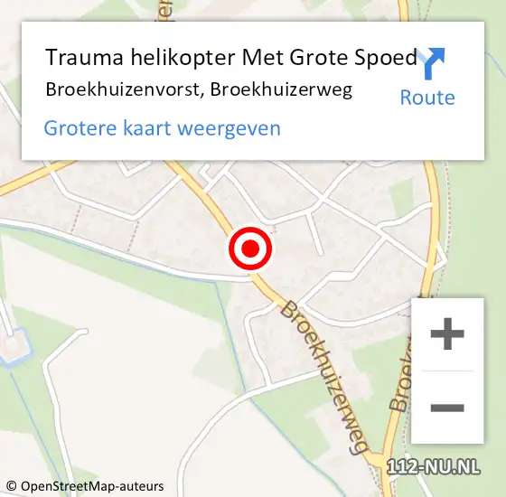 Locatie op kaart van de 112 melding: Trauma helikopter Met Grote Spoed Naar Broekhuizenvorst, Broekhuizerweg op 10 april 2022 10:34