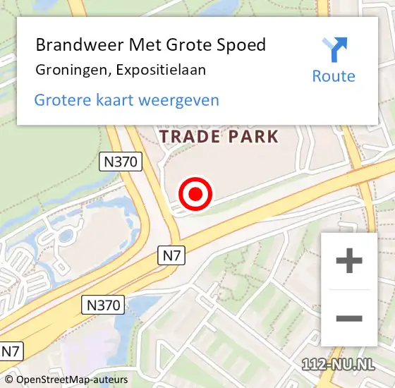 Locatie op kaart van de 112 melding: Brandweer Met Grote Spoed Naar Groningen, Expositielaan op 10 april 2022 10:39