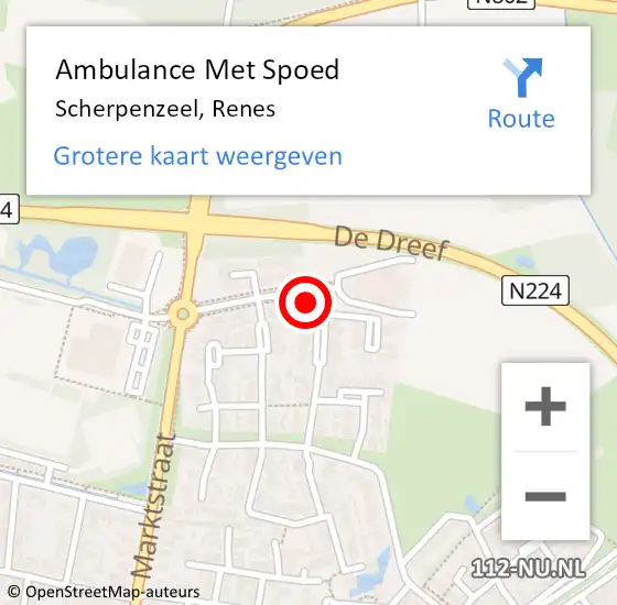 Locatie op kaart van de 112 melding: Ambulance Met Spoed Naar Scherpenzeel, Renes op 10 april 2022 10:40