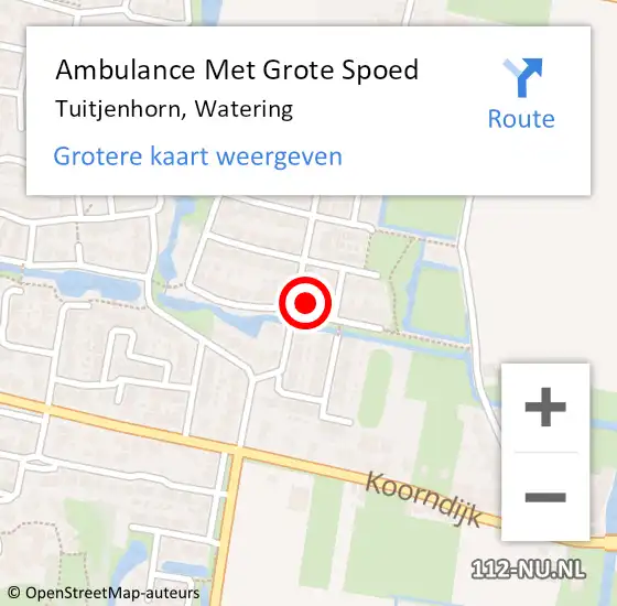 Locatie op kaart van de 112 melding: Ambulance Met Grote Spoed Naar Tuitjenhorn, Watering op 10 april 2022 10:45