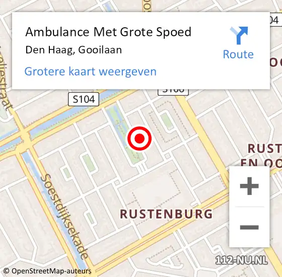 Locatie op kaart van de 112 melding: Ambulance Met Grote Spoed Naar Den Haag, Gooilaan op 10 april 2022 10:50