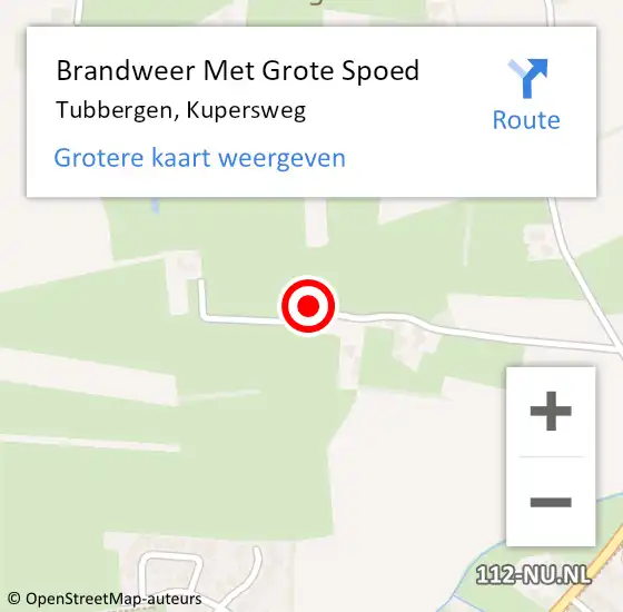 Locatie op kaart van de 112 melding: Brandweer Met Grote Spoed Naar Tubbergen, Kupersweg op 10 april 2022 10:52