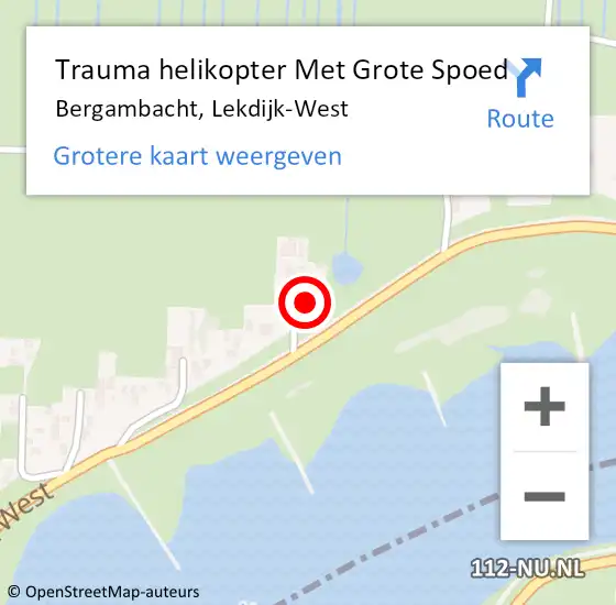 Locatie op kaart van de 112 melding: Trauma helikopter Met Grote Spoed Naar Bergambacht, Lekdijk-West op 10 april 2022 11:01