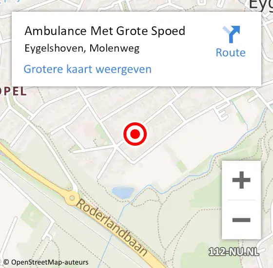 Locatie op kaart van de 112 melding: Ambulance Met Grote Spoed Naar Eygelshoven, Molenweg op 14 juli 2014 01:13