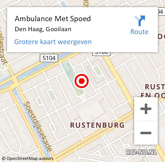 Locatie op kaart van de 112 melding: Ambulance Met Spoed Naar Den Haag, Gooilaan op 10 april 2022 11:09