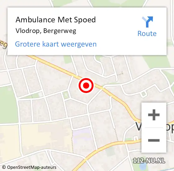 Locatie op kaart van de 112 melding: Ambulance Met Spoed Naar Vlodrop, Bergerweg op 10 april 2022 11:13