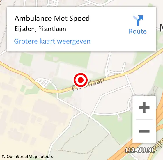 Locatie op kaart van de 112 melding: Ambulance Met Spoed Naar Eijsden, Pisartlaan op 10 april 2022 11:15