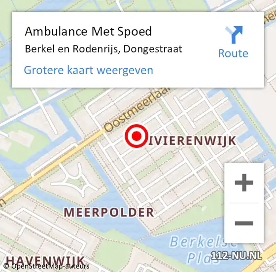 Locatie op kaart van de 112 melding: Ambulance Met Spoed Naar Berkel en Rodenrijs, Dongestraat op 10 april 2022 11:37