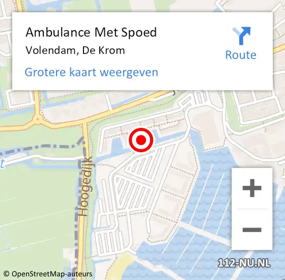 Locatie op kaart van de 112 melding: Ambulance Met Spoed Naar Volendam, De Krom op 10 april 2022 11:40