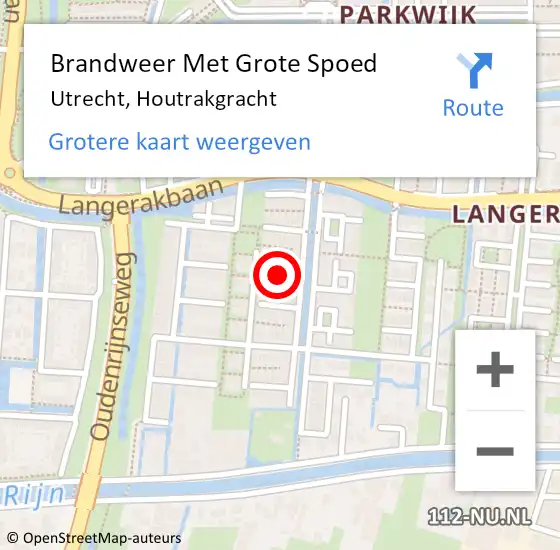 Locatie op kaart van de 112 melding: Brandweer Met Grote Spoed Naar Utrecht, Houtrakgracht op 10 april 2022 11:49