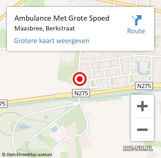 Locatie op kaart van de 112 melding: Ambulance Met Grote Spoed Naar Maasbree, Berkstraat op 14 juli 2014 01:23