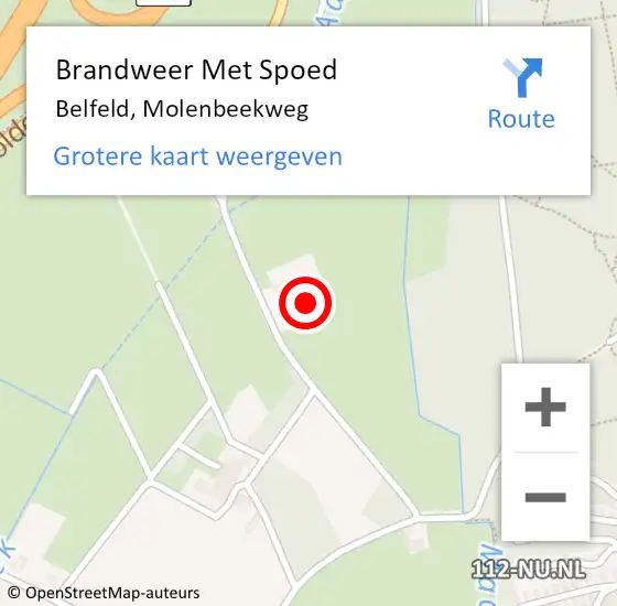 Locatie op kaart van de 112 melding: Brandweer Met Spoed Naar Belfeld, Molenbeekweg op 10 april 2022 12:24