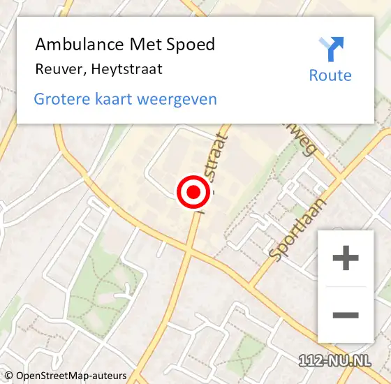 Locatie op kaart van de 112 melding: Ambulance Met Spoed Naar Reuver, Heytstraat op 10 april 2022 12:29