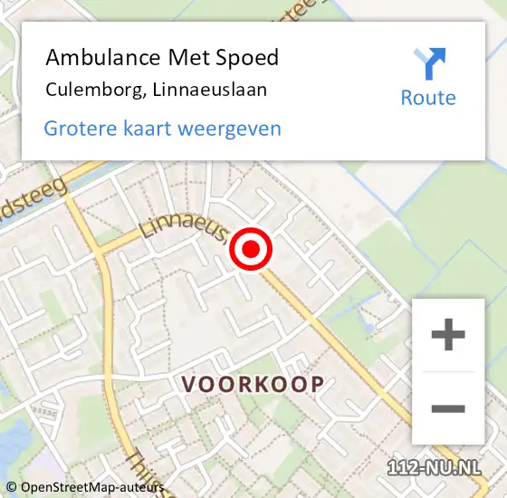 Locatie op kaart van de 112 melding: Ambulance Met Spoed Naar Culemborg, Linnaeuslaan op 10 april 2022 12:34