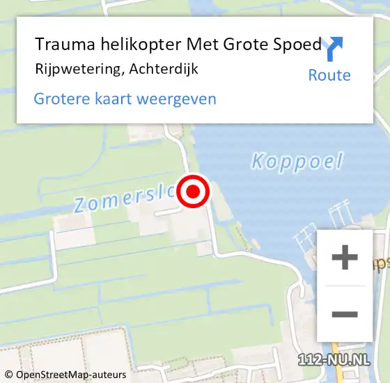 Locatie op kaart van de 112 melding: Trauma helikopter Met Grote Spoed Naar Rijpwetering, Achterdijk op 10 april 2022 12:51