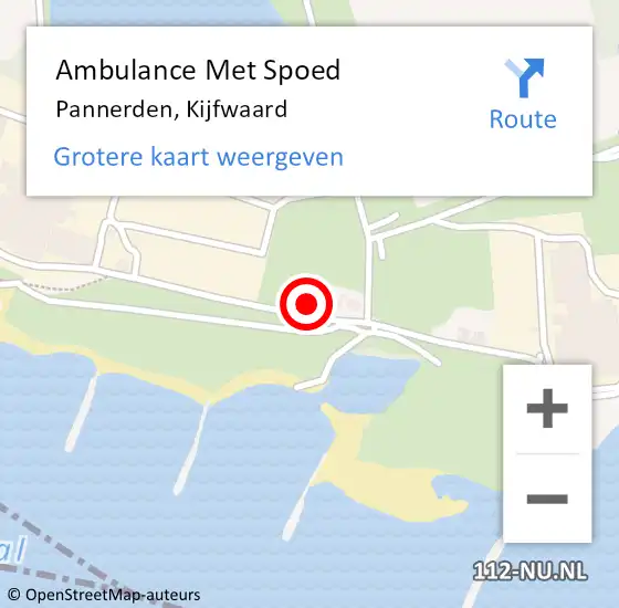 Locatie op kaart van de 112 melding: Ambulance Met Spoed Naar Pannerden, Kijfwaard op 10 april 2022 13:21