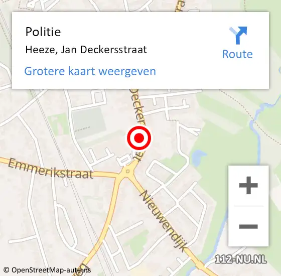 Locatie op kaart van de 112 melding: Politie Heeze, Jan Deckersstraat op 10 april 2022 13:35