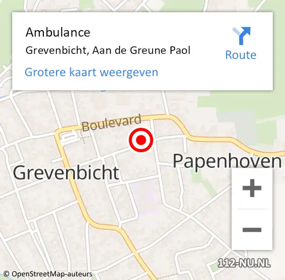 Locatie op kaart van de 112 melding: Ambulance Grevenbicht, Aan de Greune Paol op 8 oktober 2013 09:34