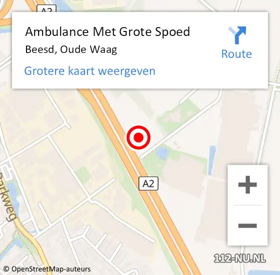 Locatie op kaart van de 112 melding: Ambulance Met Grote Spoed Naar Beesd, Oude Waag op 10 april 2022 13:47