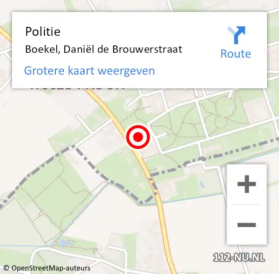 Locatie op kaart van de 112 melding: Politie Boekel, Daniël de Brouwerstraat op 10 april 2022 13:47