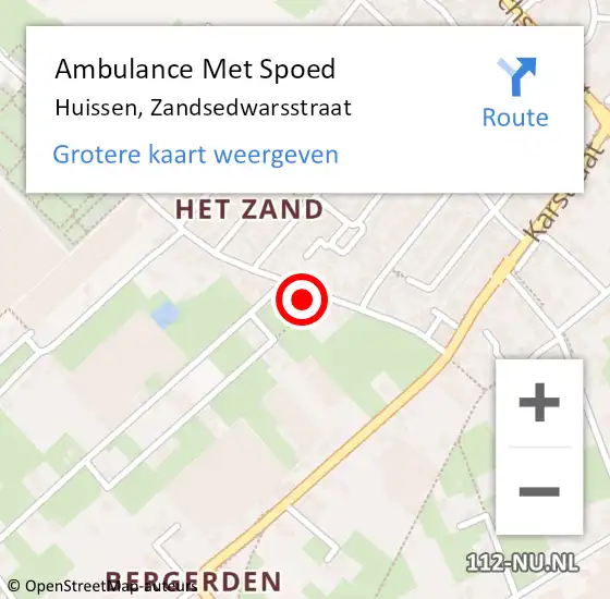 Locatie op kaart van de 112 melding: Ambulance Met Spoed Naar Huissen, Zandsedwarsstraat op 10 april 2022 13:48