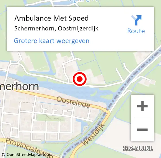 Locatie op kaart van de 112 melding: Ambulance Met Spoed Naar Schermerhorn, Oostmijzerdijk op 10 april 2022 13:49