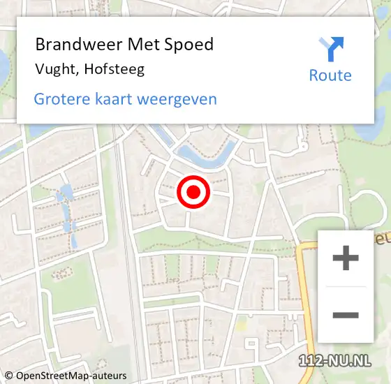 Locatie op kaart van de 112 melding: Brandweer Met Spoed Naar Vught, Hofsteeg op 10 april 2022 13:49