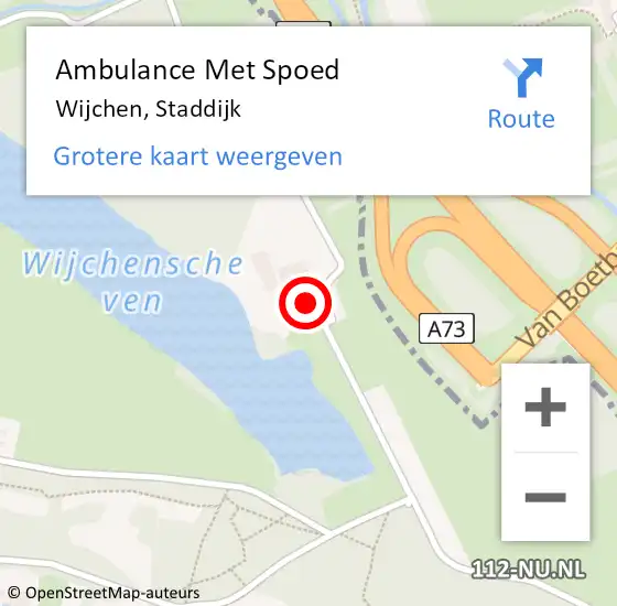 Locatie op kaart van de 112 melding: Ambulance Met Spoed Naar Wijchen, Staddijk op 10 april 2022 14:12