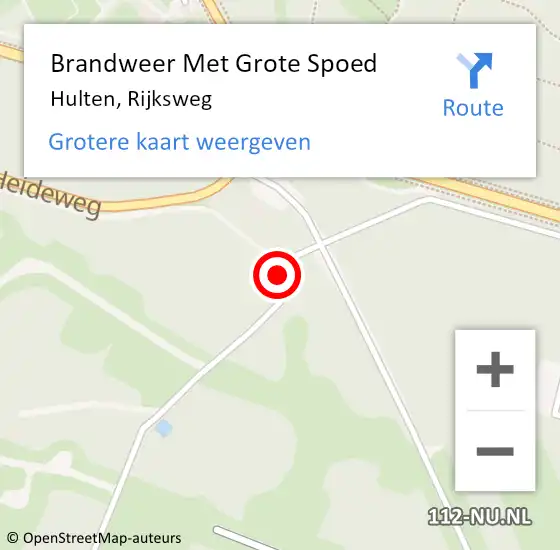 Locatie op kaart van de 112 melding: Brandweer Met Grote Spoed Naar Hulten, Rijksweg op 10 april 2022 14:14