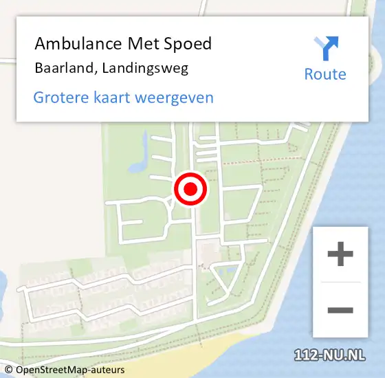 Locatie op kaart van de 112 melding: Ambulance Met Spoed Naar Baarland, Landingsweg op 14 juli 2014 01:51