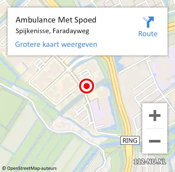 Locatie op kaart van de 112 melding: Ambulance Met Spoed Naar Spijkenisse, Faradayweg op 10 april 2022 14:22