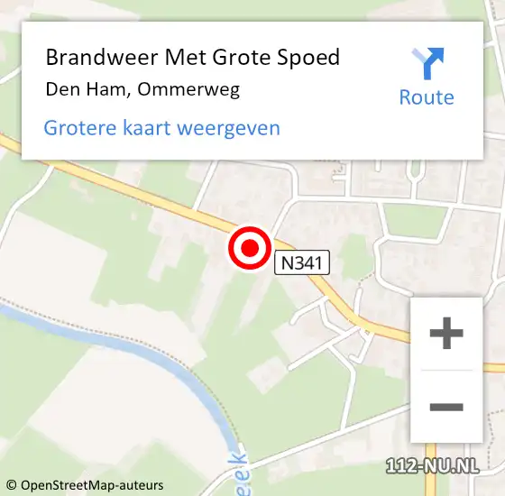 Locatie op kaart van de 112 melding: Brandweer Met Grote Spoed Naar Den Ham, Ommerweg op 10 april 2022 14:22