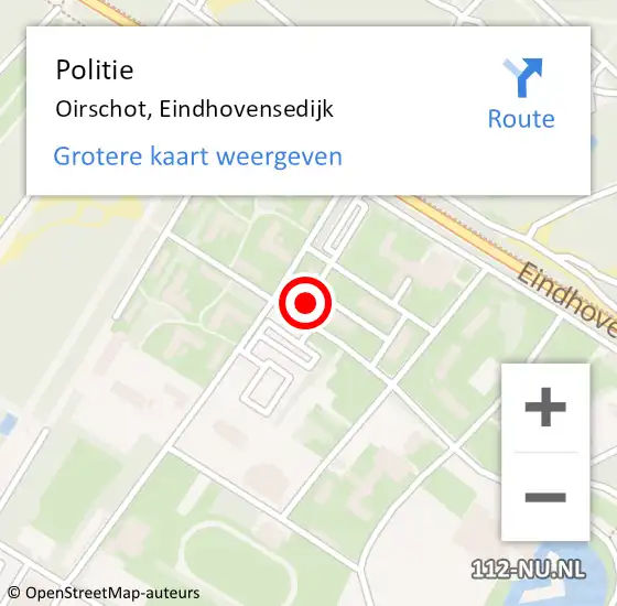 Locatie op kaart van de 112 melding: Politie Oirschot, Eindhovensedijk op 10 april 2022 14:33