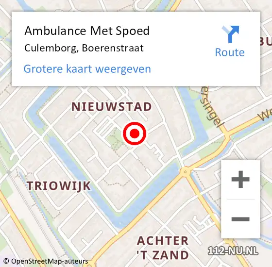 Locatie op kaart van de 112 melding: Ambulance Met Spoed Naar Culemborg, Boerenstraat op 10 april 2022 14:44