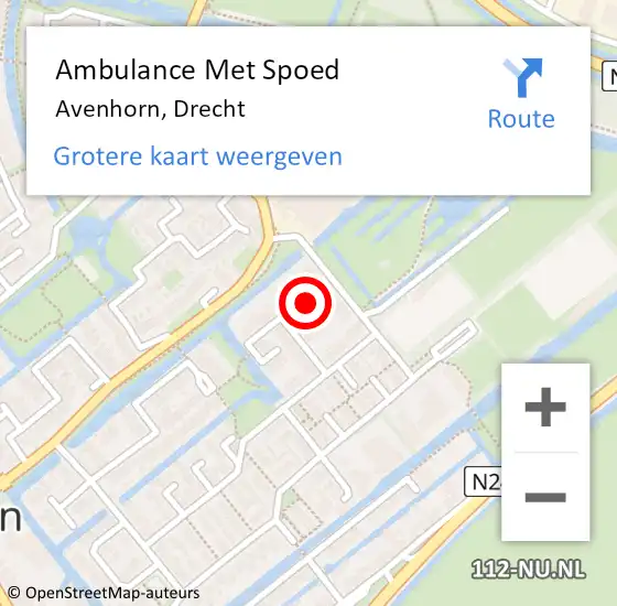 Locatie op kaart van de 112 melding: Ambulance Met Spoed Naar Avenhorn, Drecht op 10 april 2022 15:04