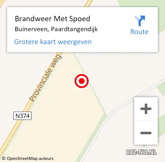 Locatie op kaart van de 112 melding: Brandweer Met Spoed Naar Buinerveen, Paardtangendijk op 10 april 2022 15:05