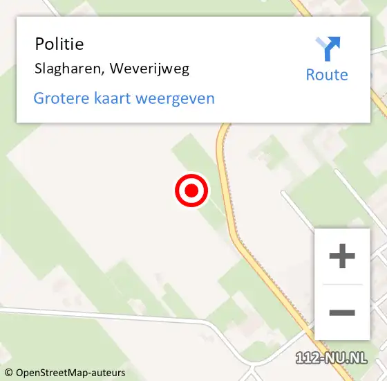 Locatie op kaart van de 112 melding: Politie Slagharen, Weverijweg op 10 april 2022 15:10