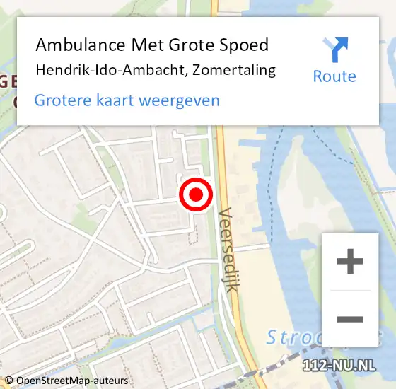 Locatie op kaart van de 112 melding: Ambulance Met Grote Spoed Naar Hendrik-Ido-Ambacht, Zomertaling op 10 april 2022 15:11