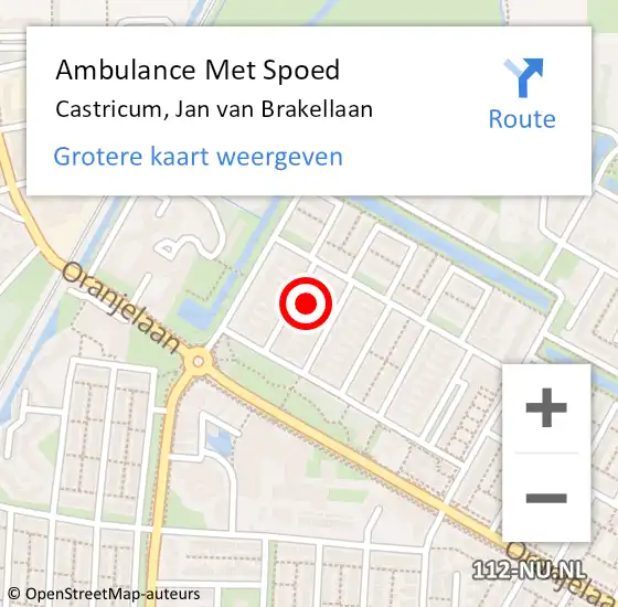 Locatie op kaart van de 112 melding: Ambulance Met Spoed Naar Castricum, Jan van Brakellaan op 10 april 2022 15:13