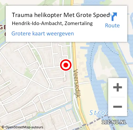 Locatie op kaart van de 112 melding: Trauma helikopter Met Grote Spoed Naar Hendrik-Ido-Ambacht, Zomertaling op 10 april 2022 15:13