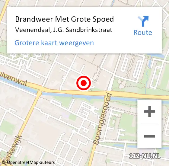 Locatie op kaart van de 112 melding: Brandweer Met Grote Spoed Naar Veenendaal, J.G. Sandbrinkstraat op 10 april 2022 15:26