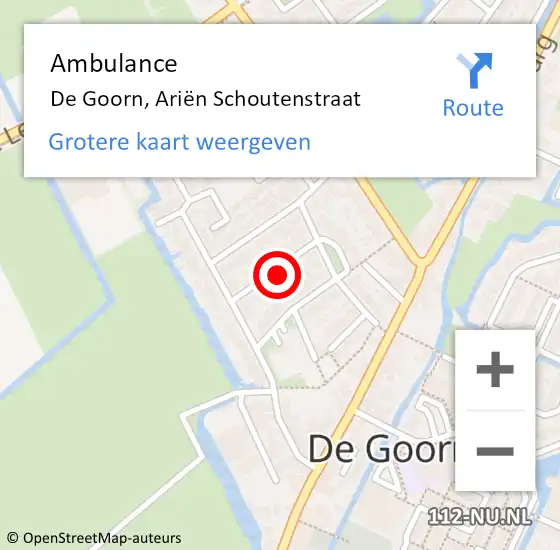 Locatie op kaart van de 112 melding: Ambulance De Goorn, Ariën Schoutenstraat op 10 april 2022 15:55