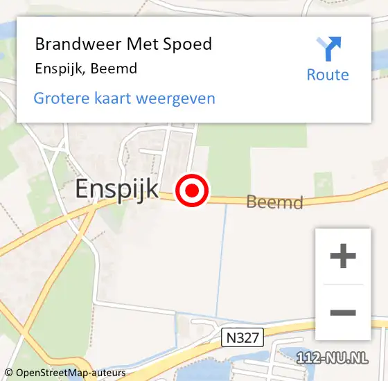 Locatie op kaart van de 112 melding: Brandweer Met Spoed Naar Enspijk, Beemd op 10 april 2022 15:59