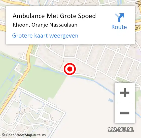 Locatie op kaart van de 112 melding: Ambulance Met Grote Spoed Naar Rhoon, Oranje Nassaulaan op 10 april 2022 16:02