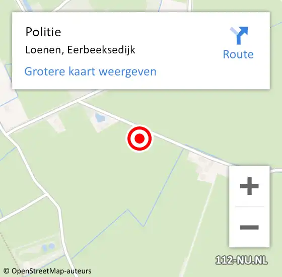 Locatie op kaart van de 112 melding: Politie Loenen, Eerbeeksedijk op 10 april 2022 16:13