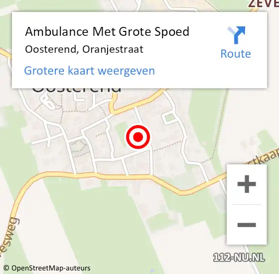 Locatie op kaart van de 112 melding: Ambulance Met Grote Spoed Naar Oosterend, Oranjestraat op 10 april 2022 16:23