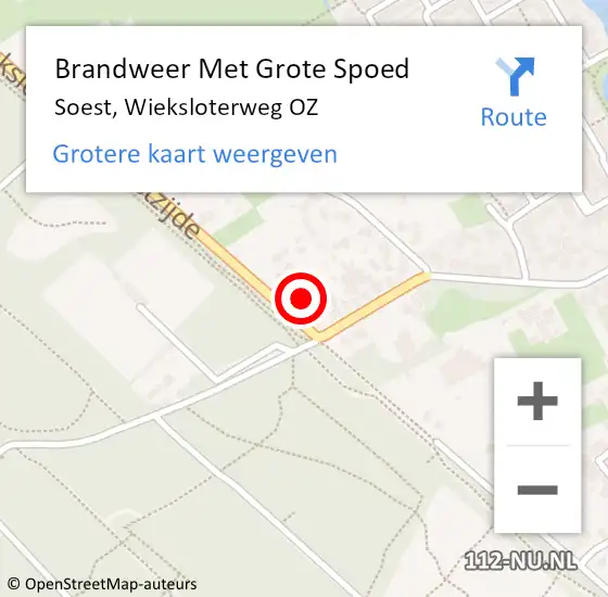 Locatie op kaart van de 112 melding: Brandweer Met Grote Spoed Naar Soest, Wieksloterweg OZ op 10 april 2022 17:02