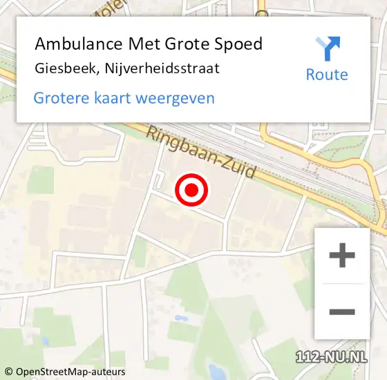 Locatie op kaart van de 112 melding: Ambulance Met Grote Spoed Naar Giesbeek, Nijverheidsstraat op 10 april 2022 17:26